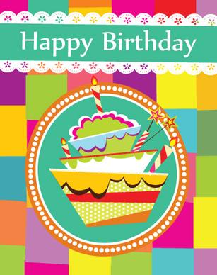 vector set of happy birthday cake card
