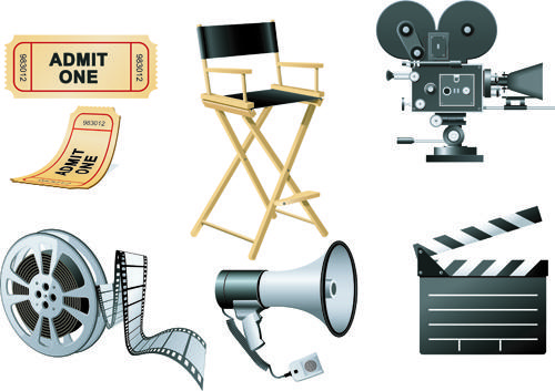 vector set of icons 3d movies elements