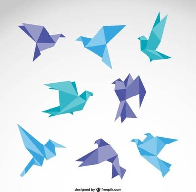 vector set of origami birds graphics