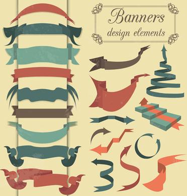 vector set of ribbon vintage banners