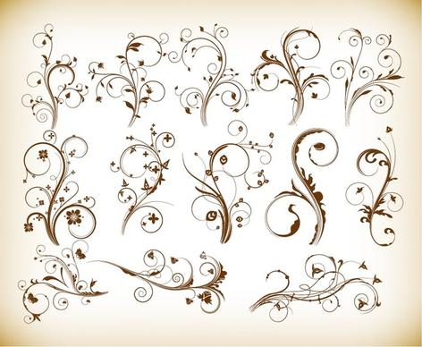 vector set of swirl floral for your design