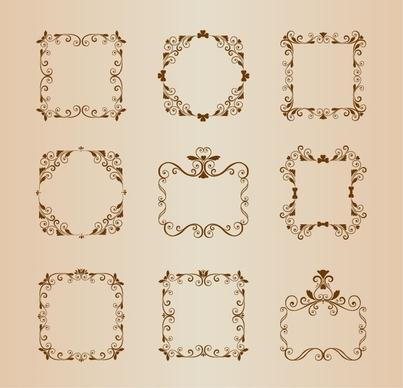 vector set of vintage ornamental floral border frame