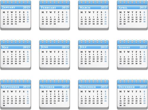 vector set of wall calendar13 design elements