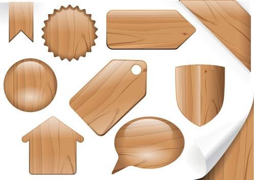 vector set of wooden labels elements