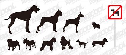 Vector silhouette of a variety of dog material