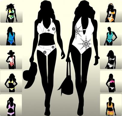 swimsuit fashion templates model silhouette icons