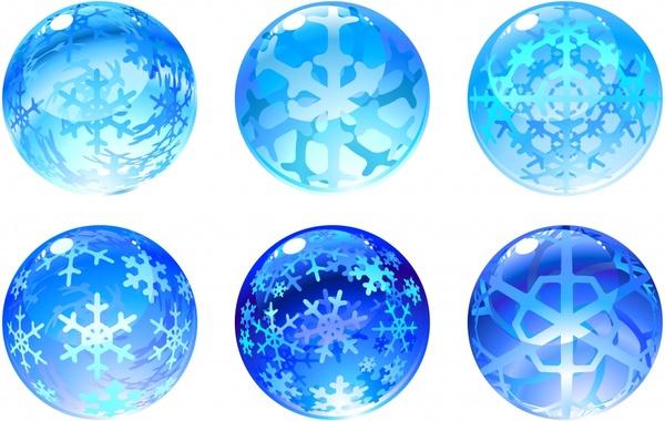snowflakes crystal icon modern 3d blue global decor