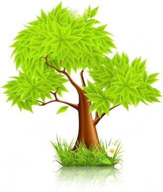green tree icon modern colored bright design