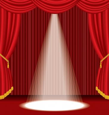 stage background elegant brilliant red curtain spotlight decor
