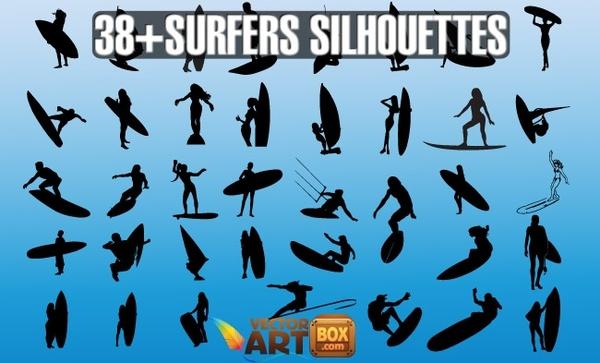 Vector Surfers Silhouettes
