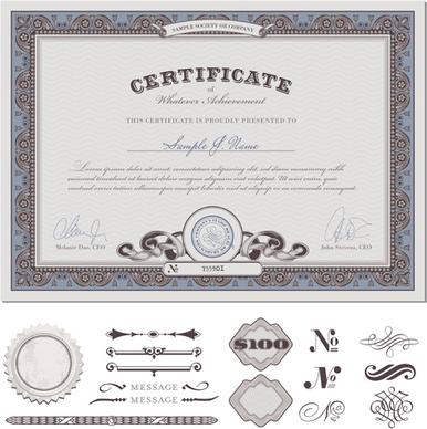 vector templates of certificates design set