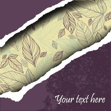 torn paper background classic handdrawn leaves decor