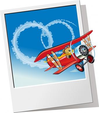 airplane background teddy bear icon 3d cartoon design