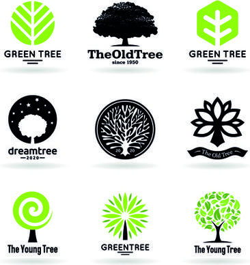 vector trees logos creative design set