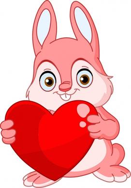 valentine icon cute bunny red heart decor