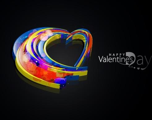 valentine banner twinkling colorful heart shape 3d dynamic
