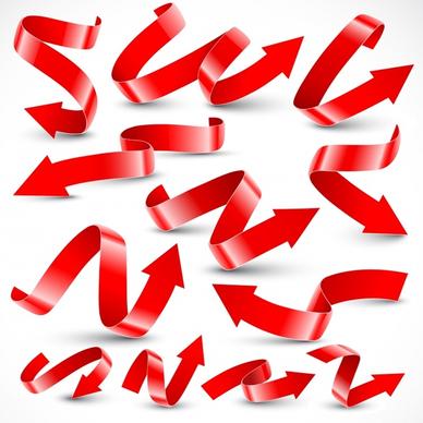 arrow ribbon templates shiny red 3d curves decor
