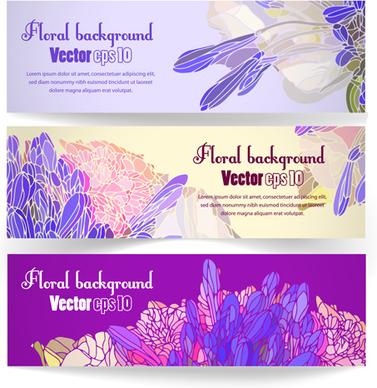 vector vintage floral banners set