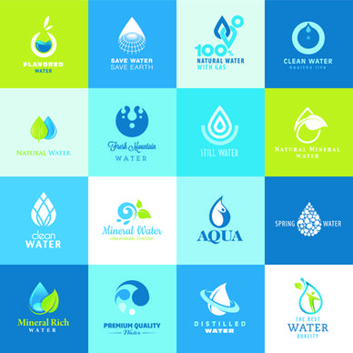 vector water elements logos set