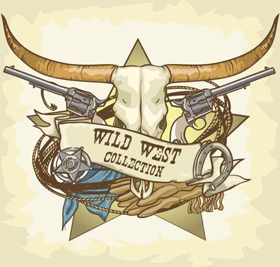 vector wild west vintage labels