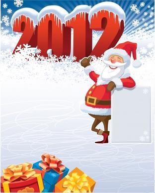 2012 christmas banner funny santa 3d number snowflakes