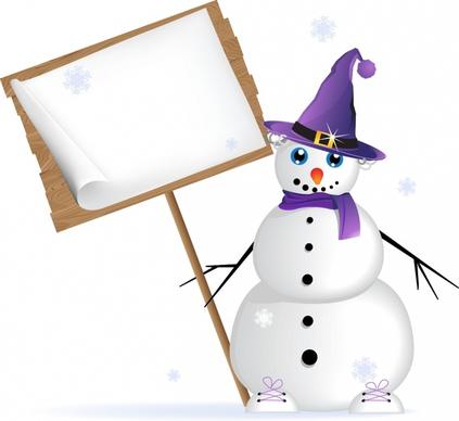 christmas background template modern shiny snowman signboard sketch