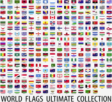 vector world flags design elements set