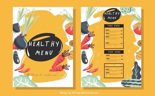 vegetable menu template colorful classic handdrawn design