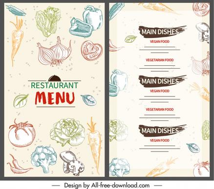 vegetable menu template colorful flat handdrawn decor