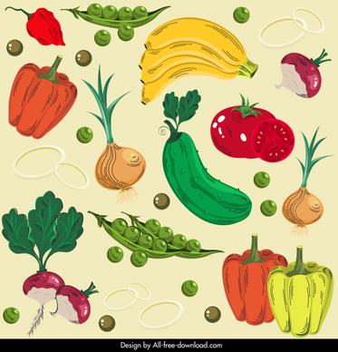 vegetables fruits pattern colorful classical decor