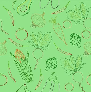 vegetables pattern outline repeating flat decoration