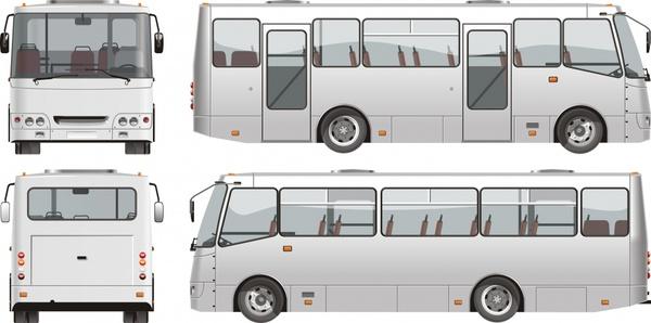 bus icons bright modern sketch flat design