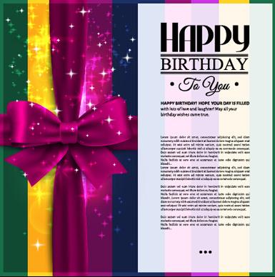 velvet bow happy birthday cards vector