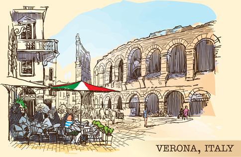 venice italy hand drawn town background vector