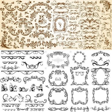 very useful set of europeanstyle pattern vector