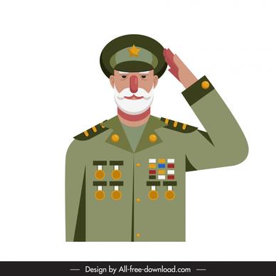 veteran icon salute gesture elegant cartoon flat sketch