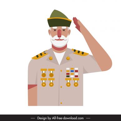 veteran icon salute gesture old man sketch cartoon character