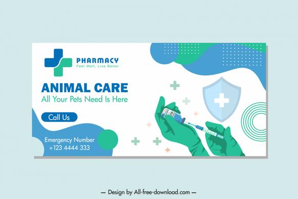 veterinarian pharmacy poster template hands injection needle shield medical cross decor