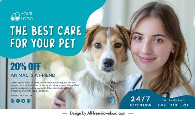 veterinary clinic discount banner template cute bright design