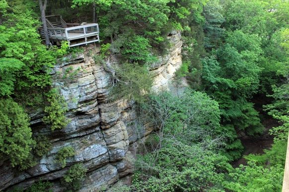 view of the canyon wall in starved rock state park illinois