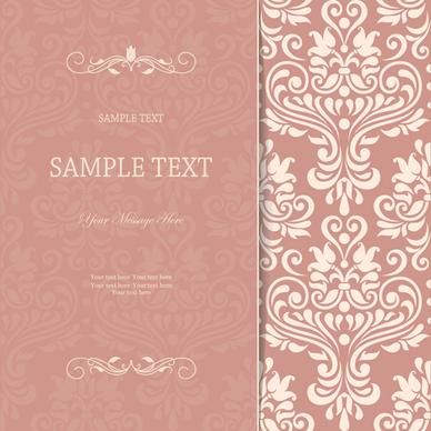 vintag pink invitation cards with floral vector