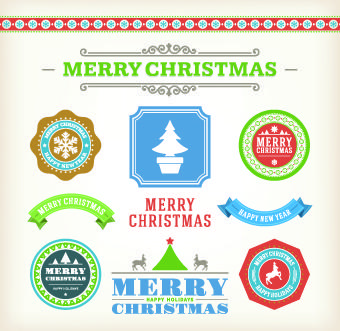 vintage14 christmas decoration and labels vector