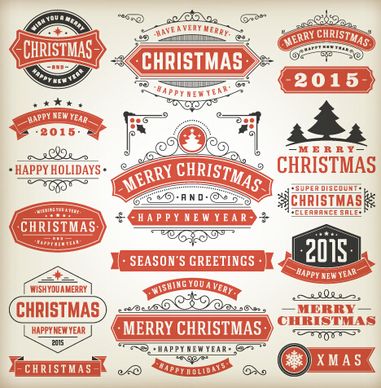 vintage15 christmas labels creative vector