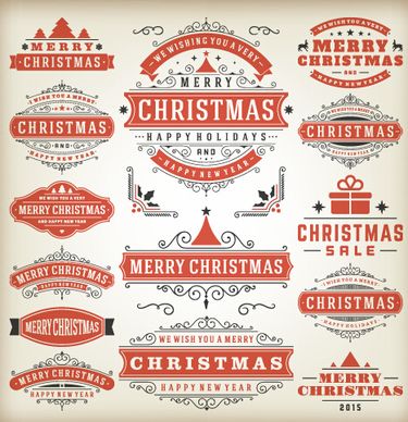 vintage15 christmas labels creative vector