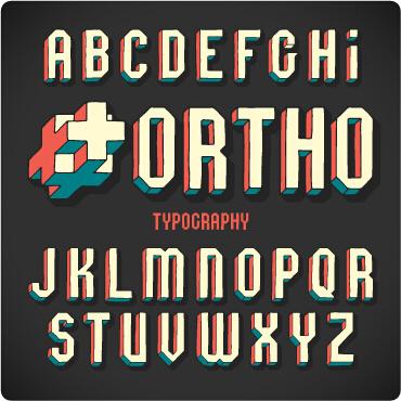 vintage 3d alphabet vector