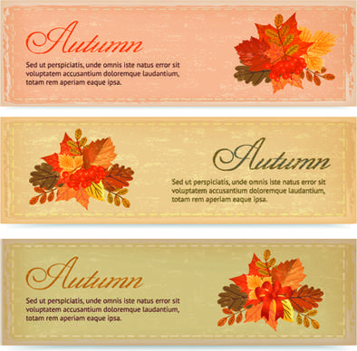 vintage autumn leaves vector banners
