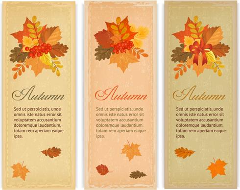 vintage autumn leaves vector banners