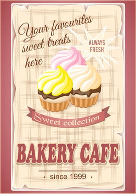 vintage bakery cafe poster cover vector