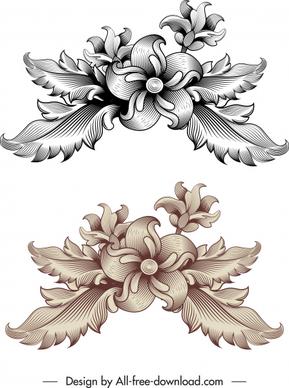 vintage baroque template elegant classical flower sketch