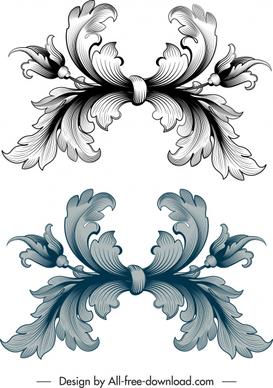 vintage baroque template symmetrical flora sketch